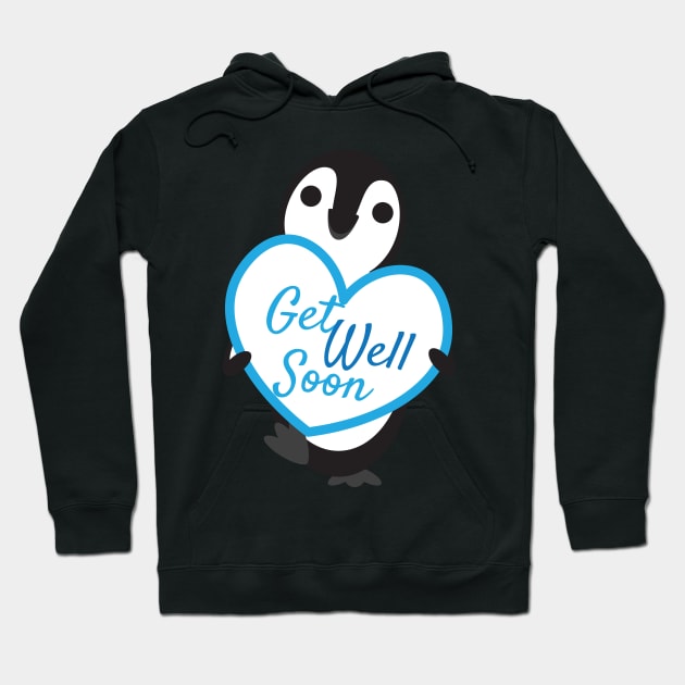 Cute Penguin Holding Get Well Soon Heart Shape Sign Hoodie by sigdesign